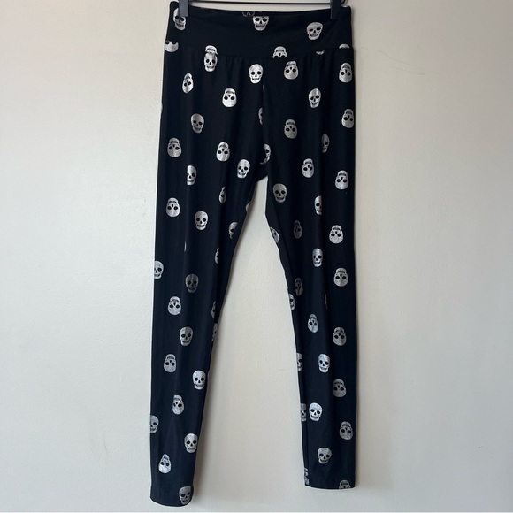 No Boundaries Black Sparkle Skull Leggings Large - Picture 1 of 8